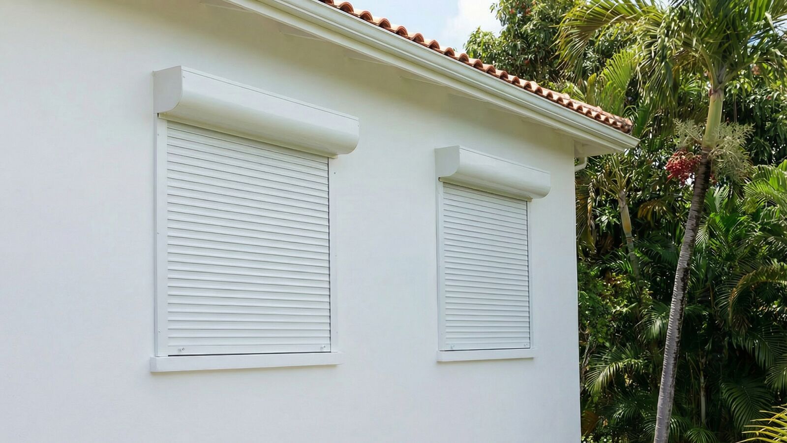 Villa contemporaine en Guadeloupe avec volets et baies aluminium Rollstores
